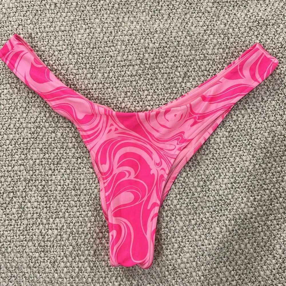 Frankies Bikinis Women Katarina Marble-Print Bikini Bottom, Size large